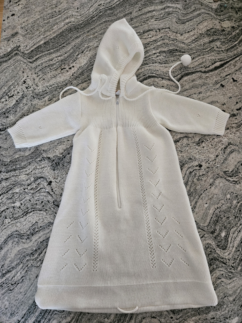 Vintage Child's Cream Hooded Sweater Sleeper Bag